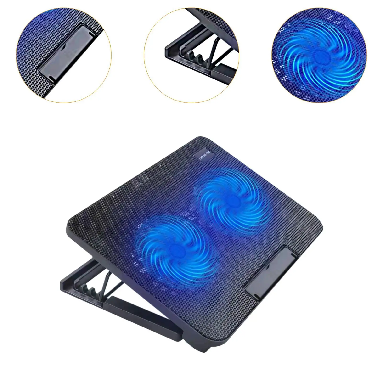 Notebook Laptop Cooler Fan Cooling Stand Multipurpose Portable Anti Slip Baffle Accessory for Home Office Sturdy with Blue Light