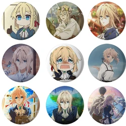 58mm Anime Violet Evergarden Soft Button Pins Meme Pack Printed Icon Gifts for Friends Badge Collar Brooch Lapel Pin Metal
