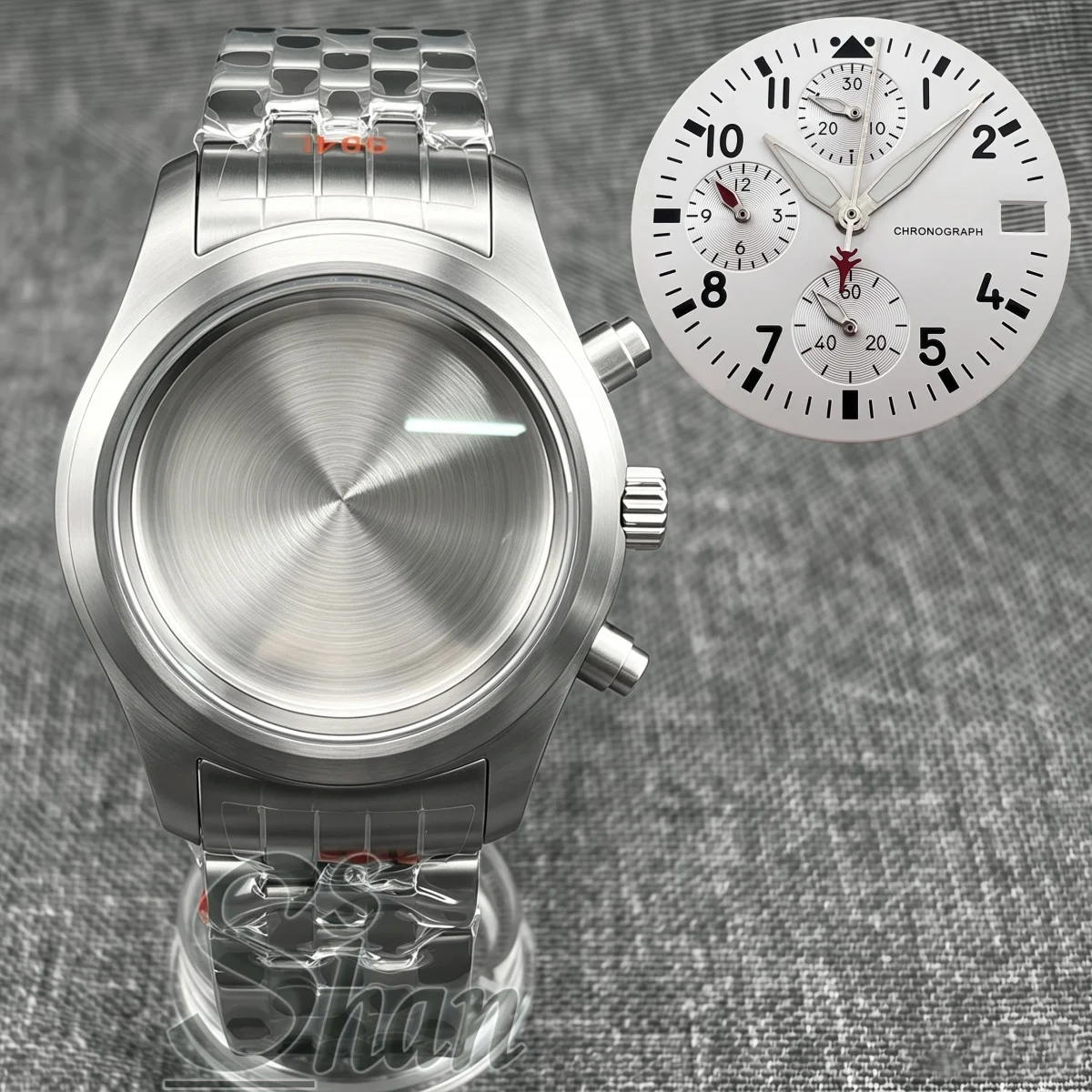 38mm Stainless Steel Brushed Case And Strap Set Dome Sapphire Glass Is Suitable For VK67 Quartz Movement Timing DIY Watch Making