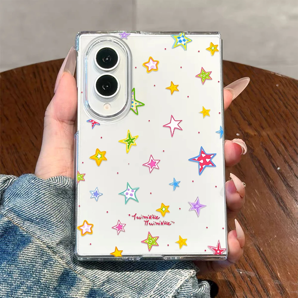 Colorful Stars Hard Clear Pc Phone Case Cover For Samsung Galaxy Z Fold8 Crystal Clear Wear‑Resistant Daily Protection