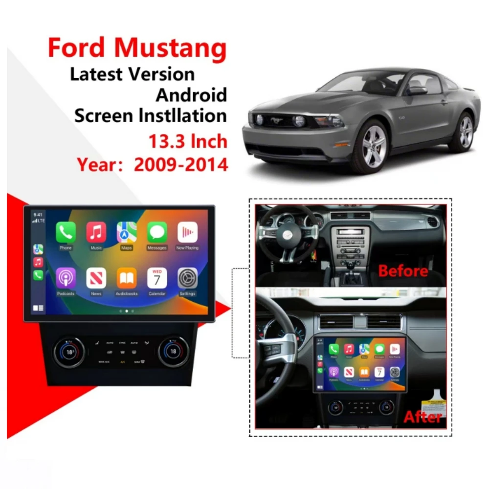 

Автомобильный мультимедийный видеоплеер, 13,3 дюймов, Android, для Ford Mustang 2005-2014, GPS-навигация, радио, автомобильное головное устройство, автомобильный плеер с IPS экраном