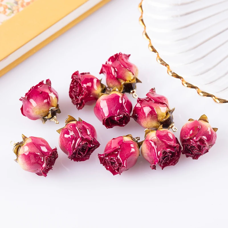 2 pezzi gioielli in resina fatti a mano ciondoli a forma di fiore reale ciondoli Petaline vero fascino di petali di rosa per la creazione di