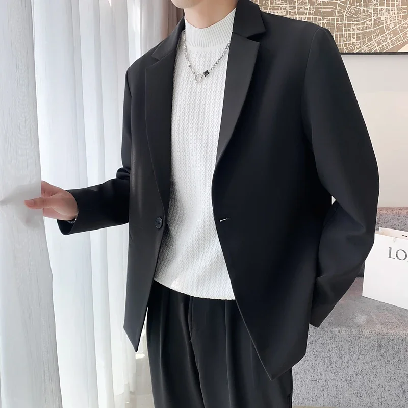 LIBIELIY Spring Autumn Mens Blazers Coats Single Button Smart Casual Suit Jackets Men Solid Loose Fashion Youthful Vitality Blaz