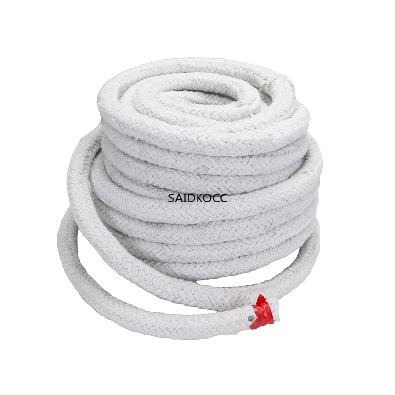 SAIDKOCC Refractory Ceramic Fiber Rope Braided Rope Kiln Boiler Door Oven Seal Square Strip Ceramic Fiber Round Rope