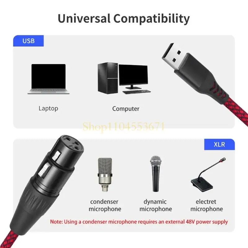 Best Seller USB to 3Pin Conversion Cable Adapter Cord Build In Chip Insert and Play for PC Karaoke Singing and Voice Recording