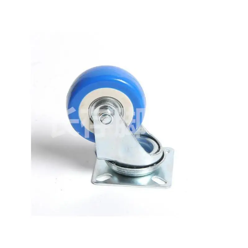 4 Packs 2 Inch Blue Pvc Double Bearing Universal Caster Silent Wear-resistant Wheel Flat Movable