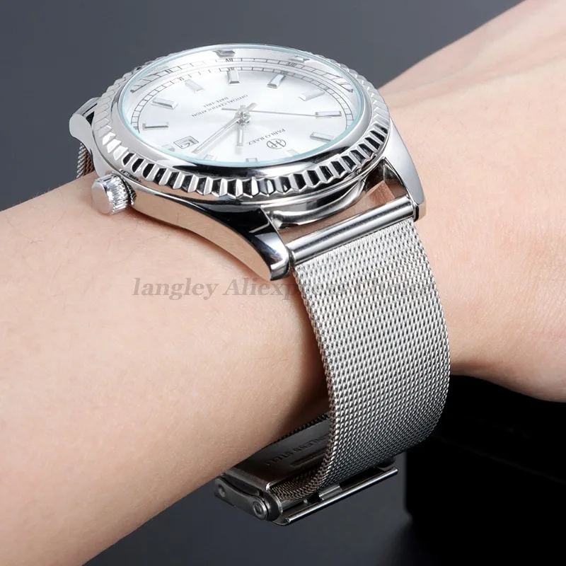 0.4/0.6mm 메쉬 스테인레스 스틸 시계 스트랩 18mm 20mm 22mm 화웨이 시계 GT4 46mm 퀵 릴리스 밴드 범용 루프 손목 밴드