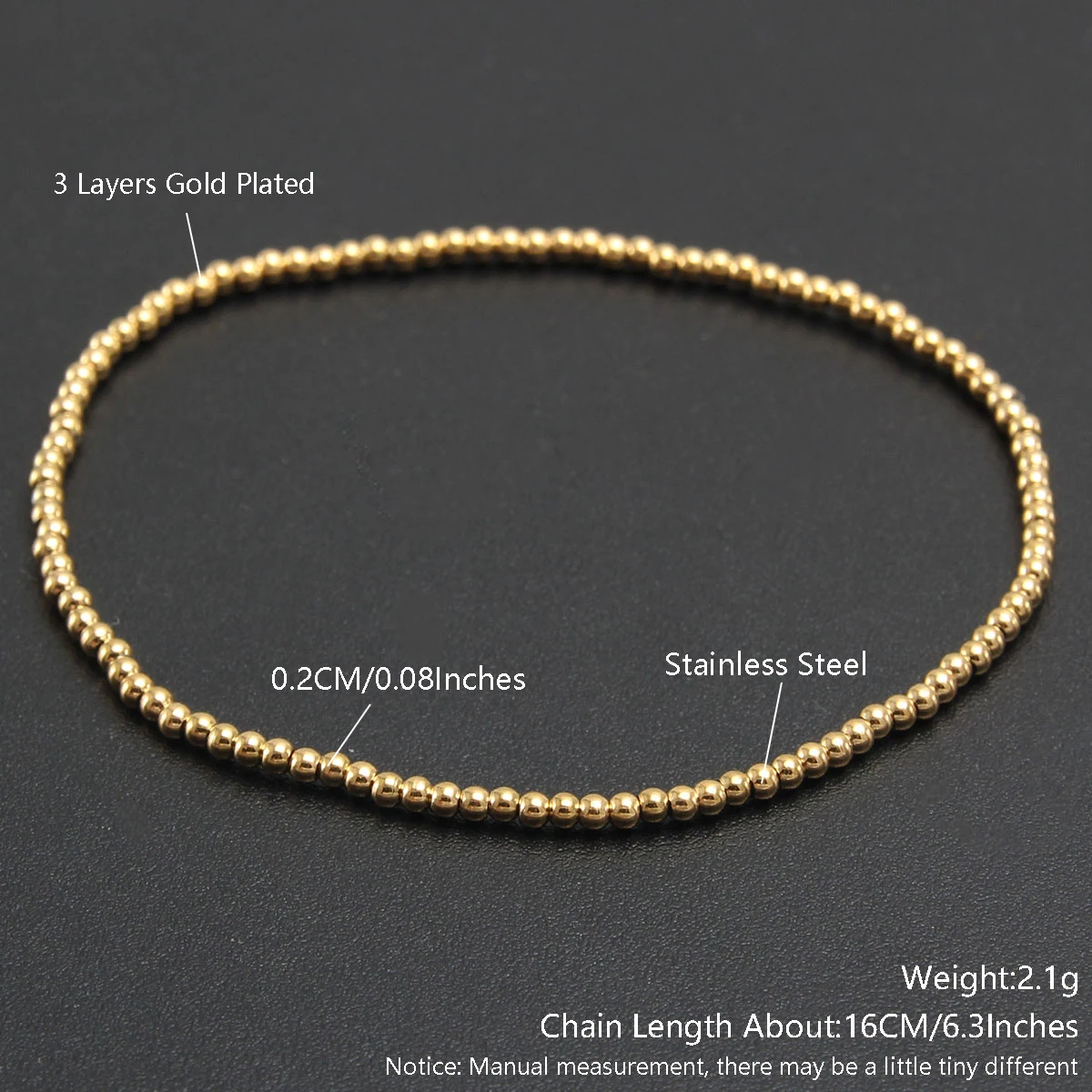 MHS.SUN Trend Stretch Roestvrij Stalen Armbanden Goud Zilver Kleur 2MM 5MM 8MM Gestapelde Bal Kralen Armband voor Vrouwen Mannen Sieraden