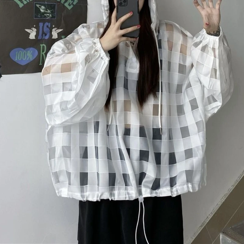 

Women's outer wear top Women's lazy wind sunscreen clothes Hooded loose long-sleeved thin jacket