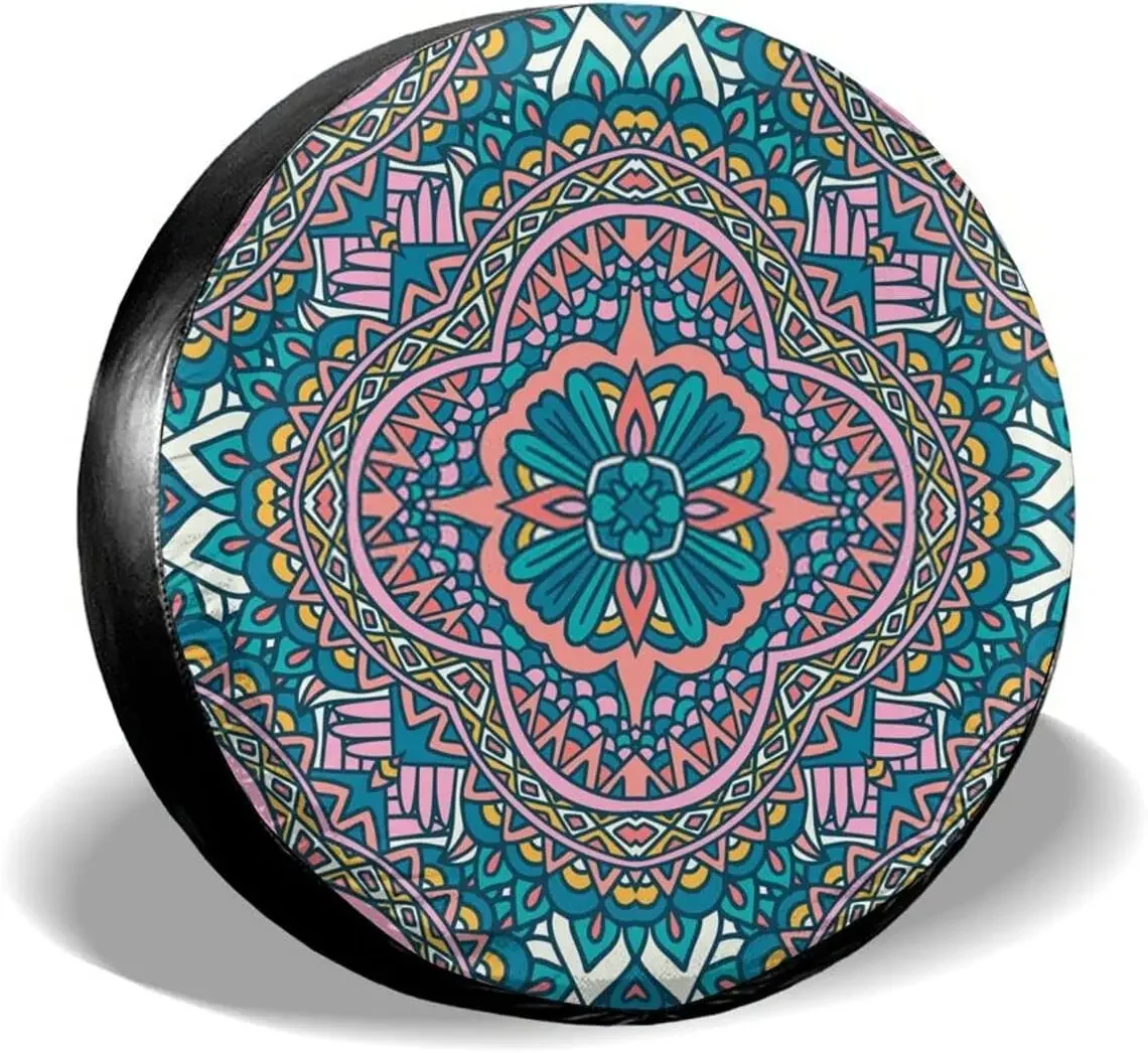 Fall Decor Abstract Colorful Floral Mandala Ethnic Boho Spare Tire Covers Cute Car Accessories For Women Rv Tire Covers For Trai