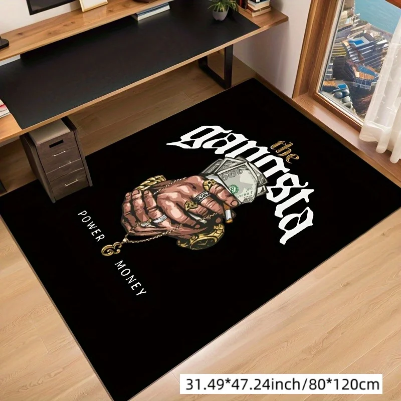 1pc USD‑Bill‑Jewelry Rectangular Area Rug, Indoor & Outdoor Floor Mat for Living Room, Bedroom, Bathroom, Modern Home Decor