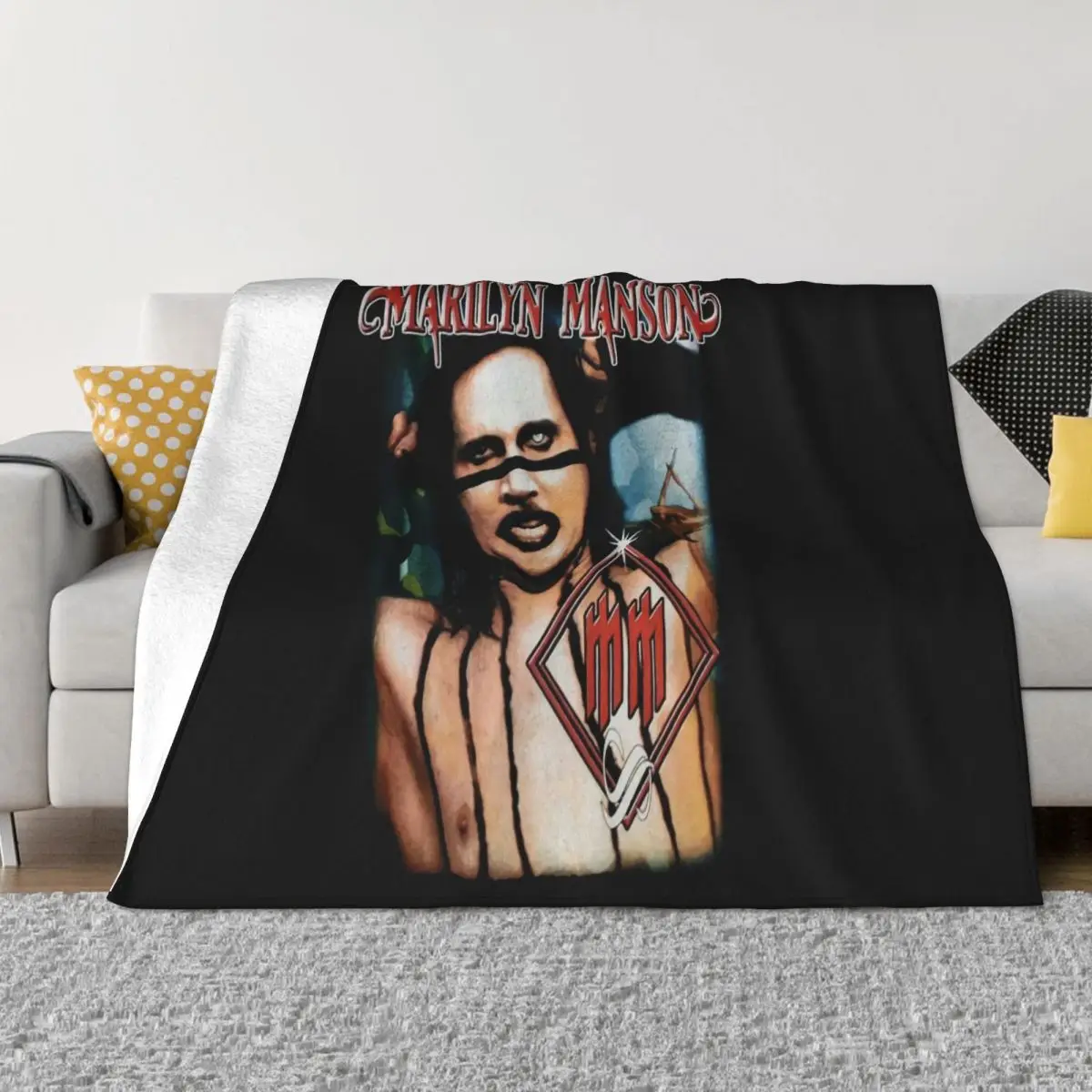 Vintage Marilyn Manson Metal Satan Satan Movie Classic Personality Original Discount New Print Creative Design Throw Blanket