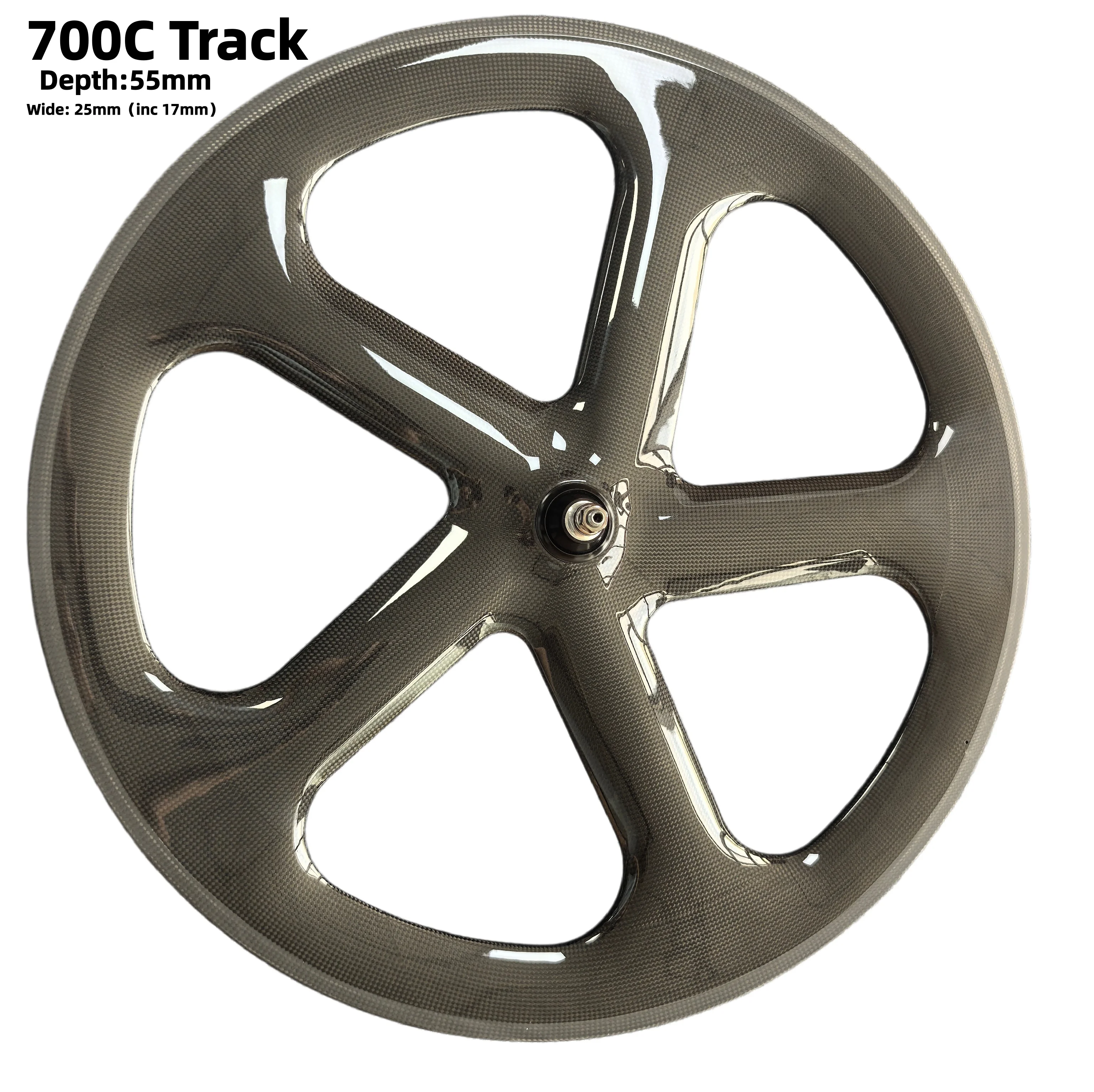 [CBR25-55mm] 700C Track Wide 25mm (innen 17mm) Clincher-Laufräder mit 55mm Profiltiefe, Carbon, 5 Speichen, 700c Fahrrad-Fünfspeichenrad