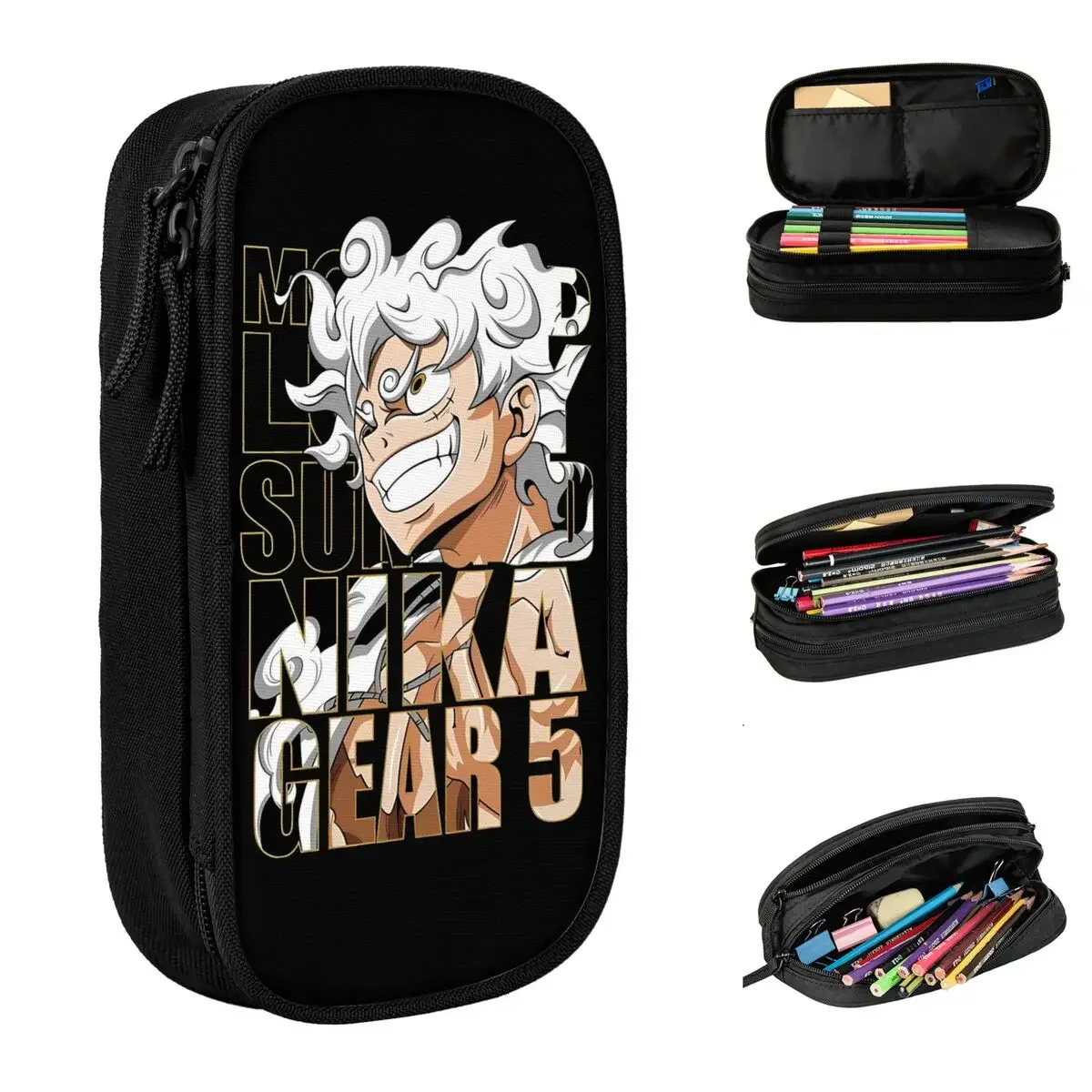 Luffy Gear 5 Pencil Case Classic Pen Bags Student Large Storage Students School Cosmetic Pencilcases