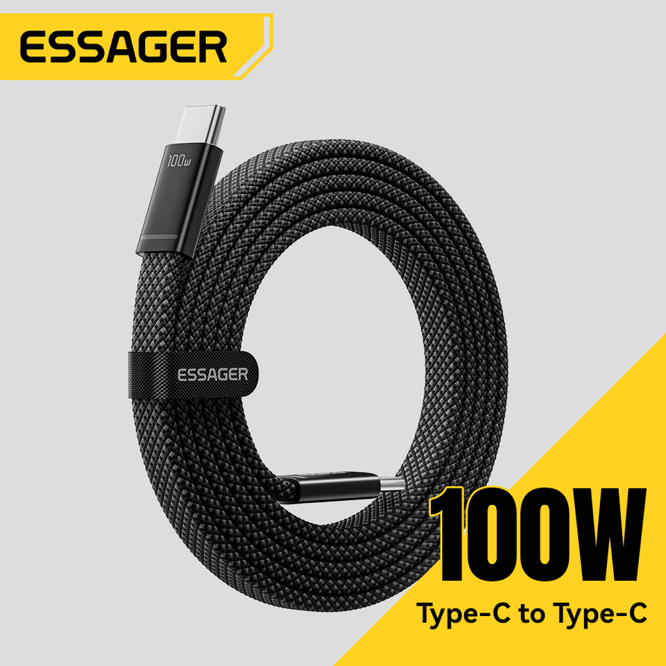  Essager 100W USB C To USB C Cable For iPhone 17 5A PD Fast Charging Charger Cord For Macbook Pro Xiaomi 15 Samsung Type-C Cable 