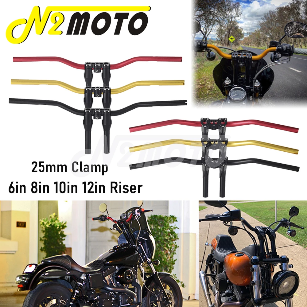 

25mm Handle Bar Clamp 6"-12" Pullback / Straight Style Modular Handlebar Risers Kit For Harley Dyna Street Bob Softail Sportster