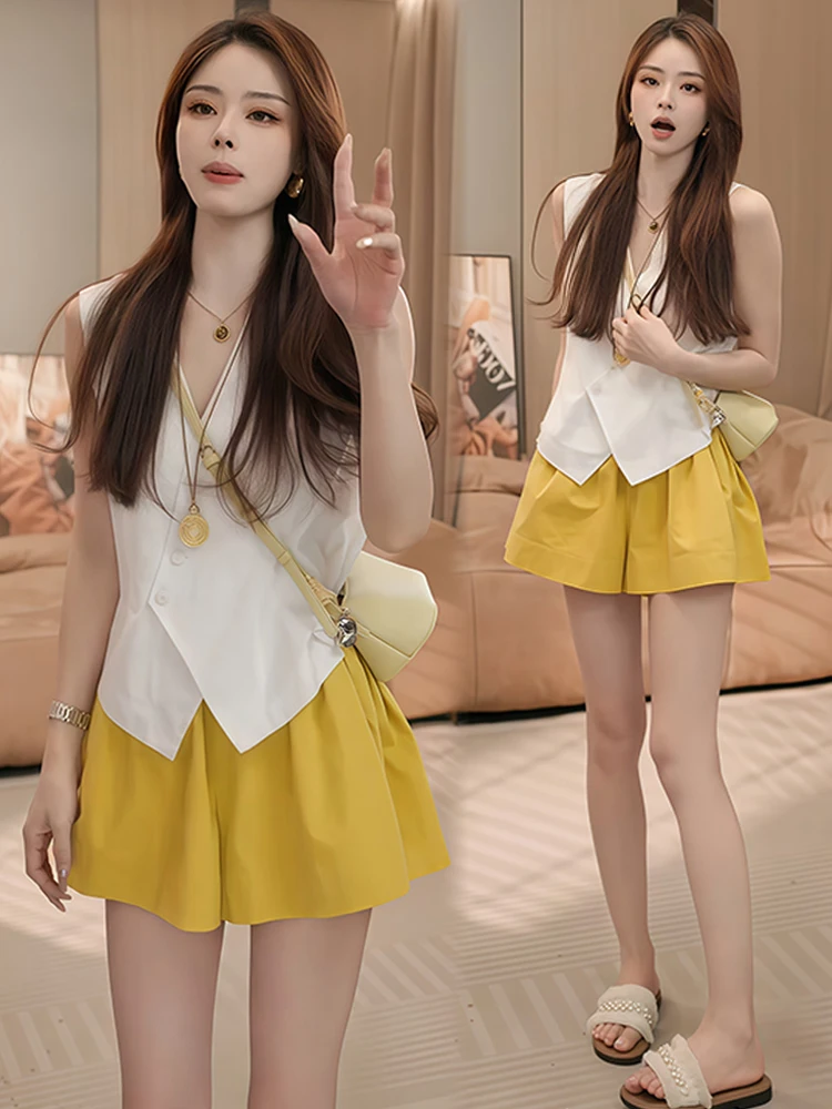 Faionable Casual Lace Top orts Set vrouwen Zomer Nieuwe Sle Afslanken Tweedelige Pak Koreaanse Versie Super Leuke Ensemble