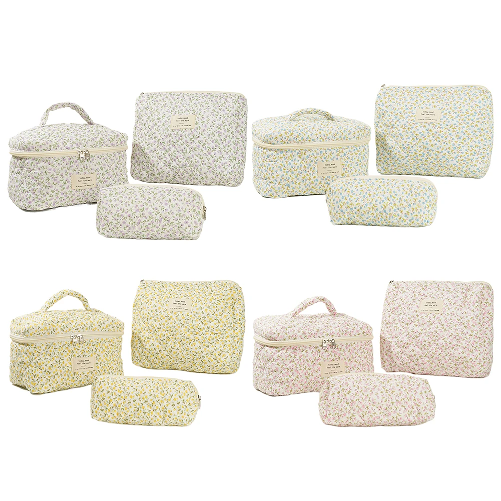 

Women Quilted Makeup Bag Cosmetic Organizer Bag Large Capacity Makeup Storage Bag with Clutch Bag & Pen Case Outdoor Travel Bag