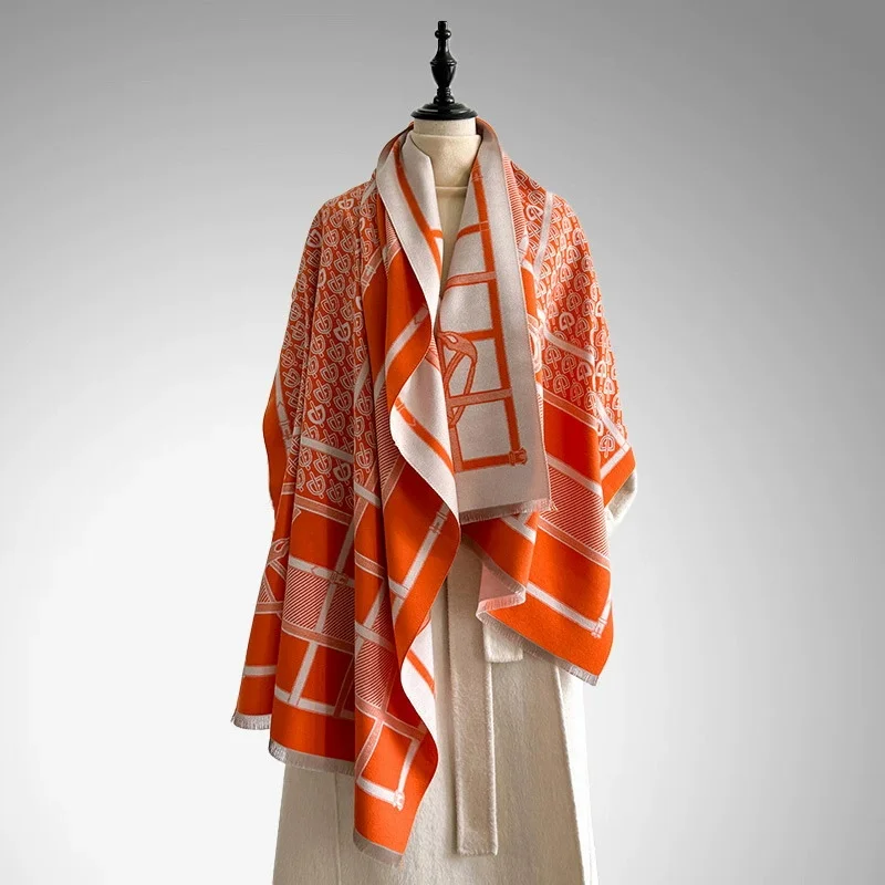 

Women's Fashion Winter Faux Cashmere Shawl Vintage Printed Tasseled Scarf Warm Wrap Chic Accessory Suitable For Winter Occasions