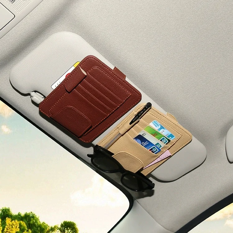 

Car Sun Visor Organizer Multi-Pocket Car Accessories Interior Car Gadget Storage Card Holder Glasses Clip Bag Car-Storage
