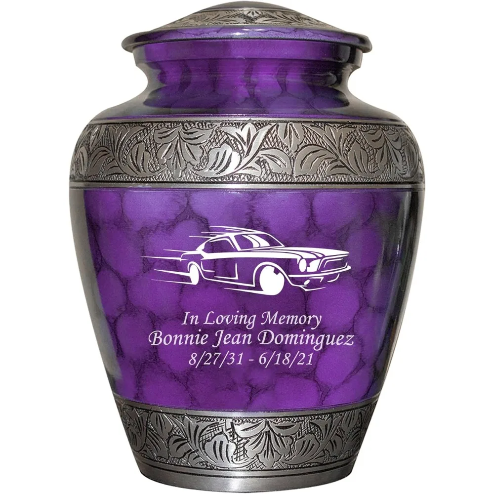 جرة حرق السيارات الكلاسيكية للرماد البشري بألوان وأنماط مختلفة، جرة جنازة مخصصة مع حقيبة مخملية - تريبو الأم السوداء #6