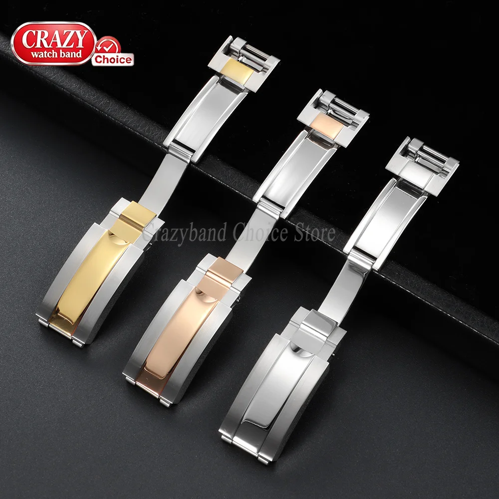 9*9mm ReplaceBuckle Stainless Steel Glide Clasp Watch Band for Rolex DAYTONA SUBMARINER GMT Yacht-Master Fine-tuning Pull Button