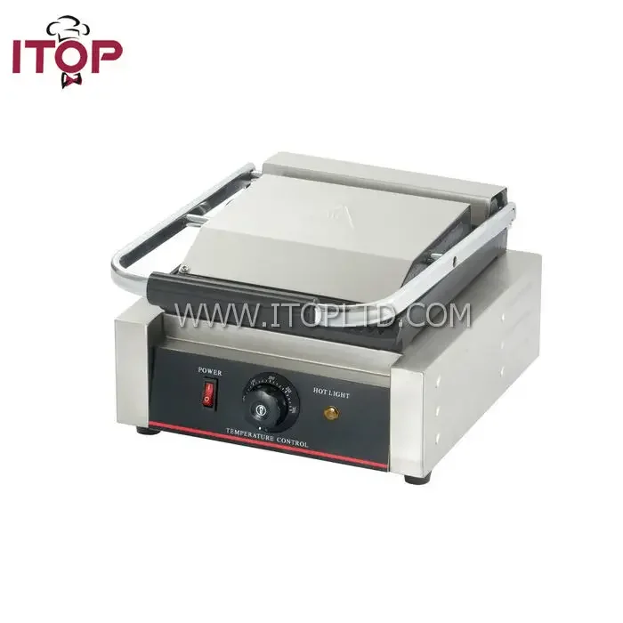 Auto Constant Temperature Control Professional Electric Grill Sandwich Machine High-Efficient Single Head Commercial Panini Gril