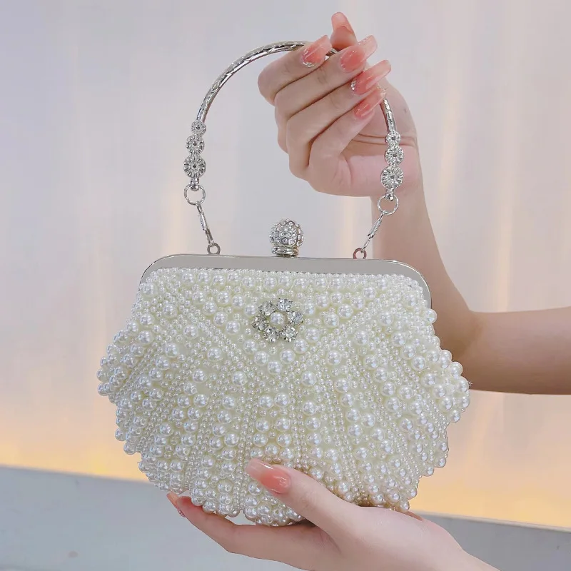 

Elegant Evening Clutch Purse for Women Luxury Pearl Rhinestone Handbag Party Wedding Bridal Crossbody Bag