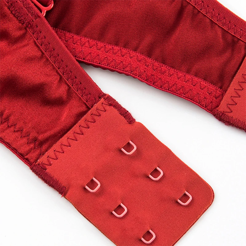 Women Silk Bra Set Red Color 100% Natural Silk Lining Thin Type Wireless Wire Free Bra With Panties Underwears Comfortable TG243