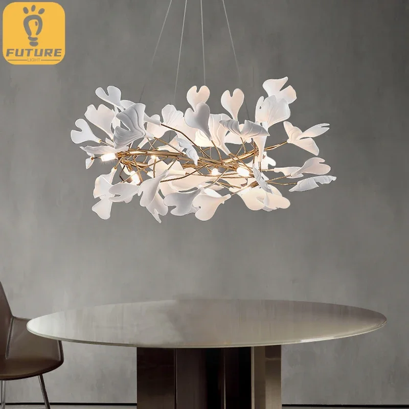 

Modern Design Chandeliers Porcelain Leaves Pendant Lights for Hotel Living Dining Room Bedroom Art Lobby Decoration Chandelier