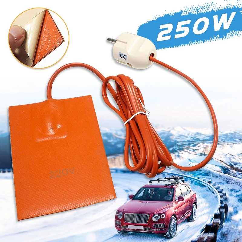 220V 250W Car Fuel Tank Heater Heating Pad With European Standard Constant Temperature Switch Size 9x13cm Wire Length 210CM