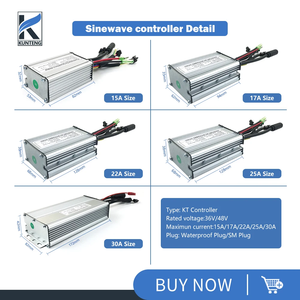 Electric Bicycle KT Ebike Sinewave Controller 36V48V 15A17A22A25A30A With LCD Display LCD3 LCD4 LCD5 LCD8H KT Ebike Accessories