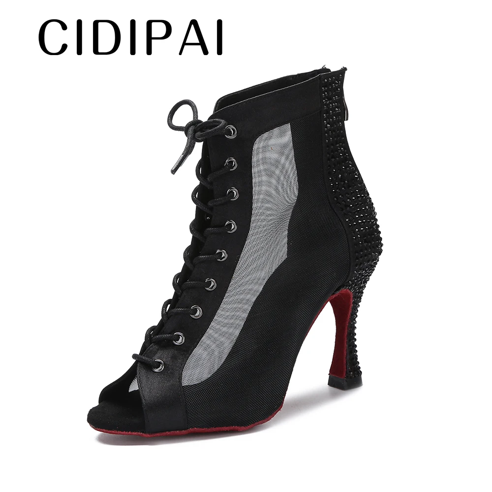 CIDIPAI Red Sole Dance Boots Woman Salsa Tango Latin Dance Shoes For Girls Indoor Sports Dance Shoes Breathable Mesh Party Shoes