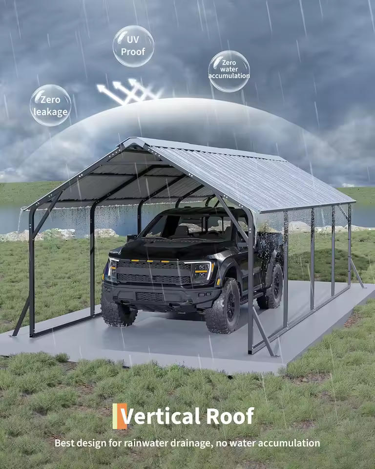 11x20x9 ft Vertical Roof Metal Carport image