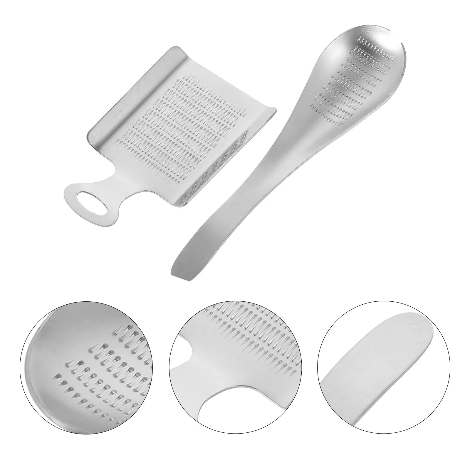 

2Pcs Spoon Shaped Stainless Steel Food Grinding Tool for Baby Complementary Food Fruits Vegetables Ginger Garlic Manual Kitchen