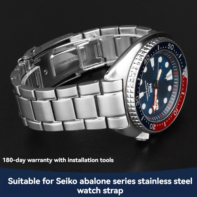 for Seiko watch accessories solid three-bead steel belt SRPE99K1 Pepsi ring abalone stainless steel watch with curved mouth 22mm