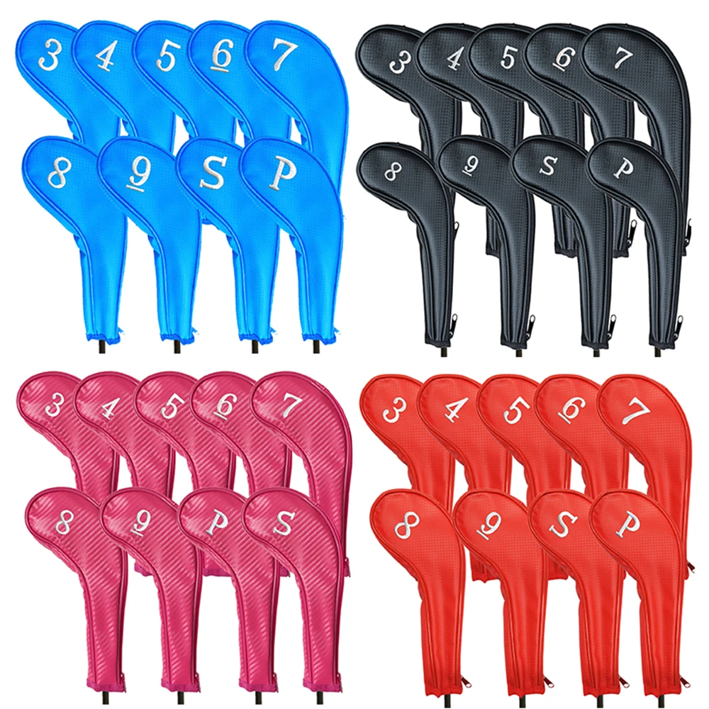 

9 Pcs/set Golf Iron Club Cover, PU Material, Long Neck Zipper, Golf Iron Head Covers, Number 3, 4, 5, 6, 7, 8, 9, P, S,THANKSLEE