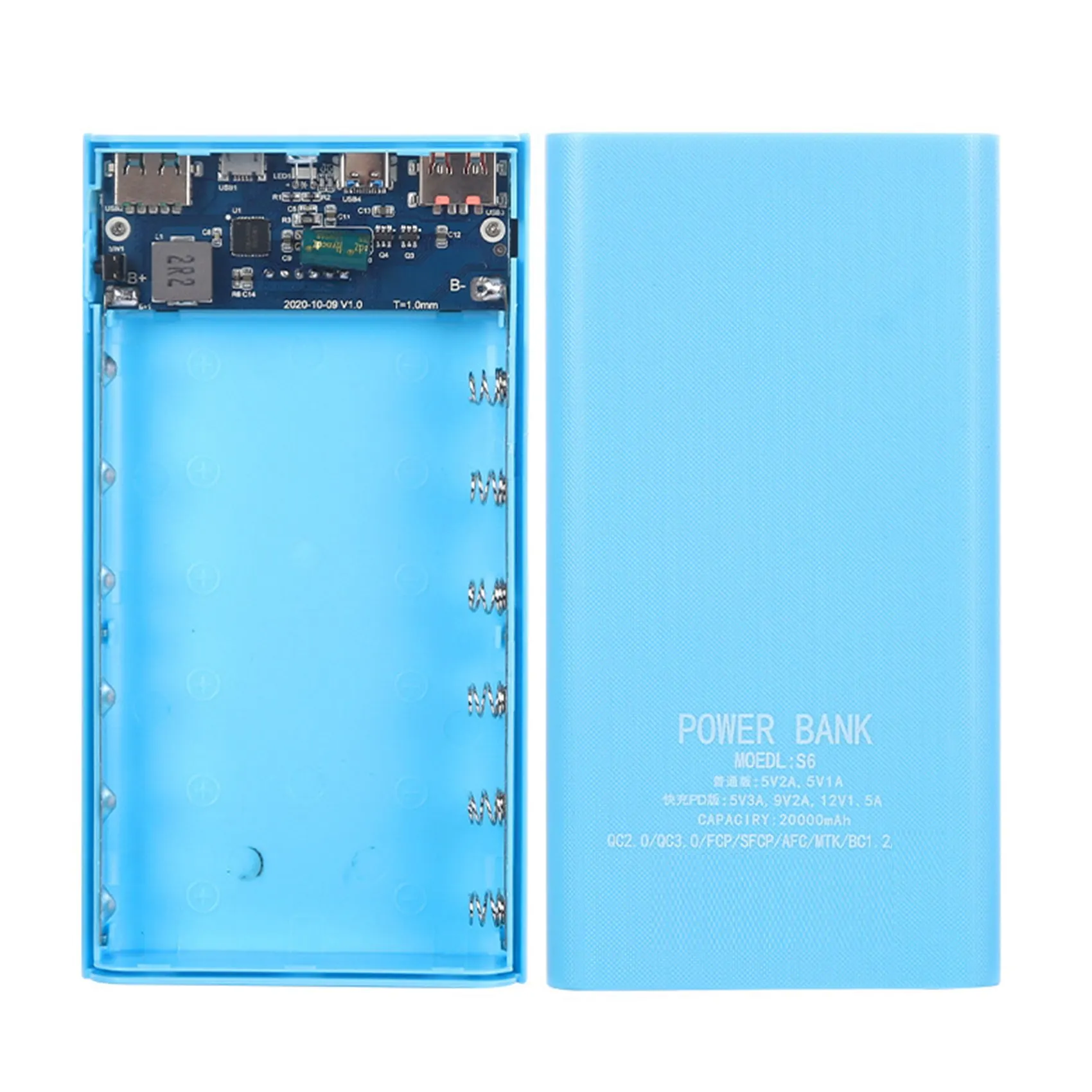 18650 Battery Power Bank Box 22.5W Fast Charging LCD Display 20000MAh Power Board for 6X18650 Battery Powerbank Case(B)