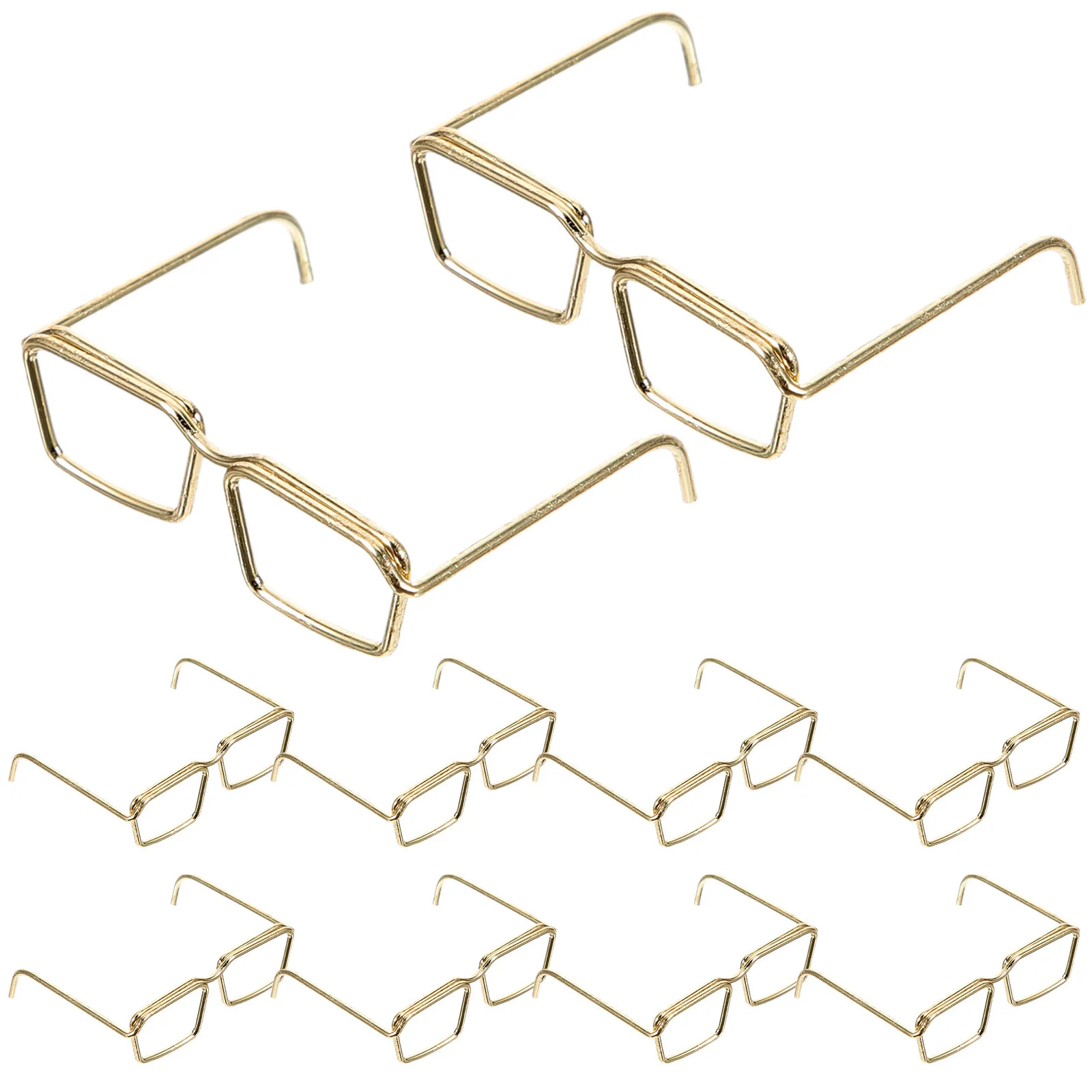 

10 Pcs Girl Accessories Glasses Frame Frames for Dress up Props Clothing Miniature Golden No Lens