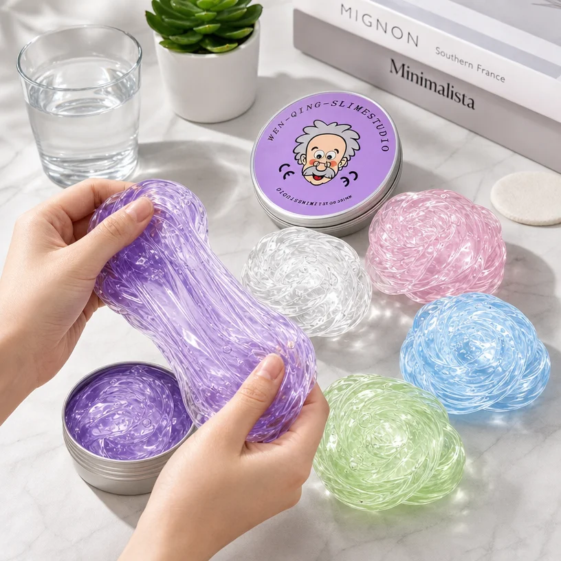 Transparent Liquid Mud, Slime Bubble Gel Stress Relief , Elastic Glass Transparent Crystal Mud, Stress Relief Tool