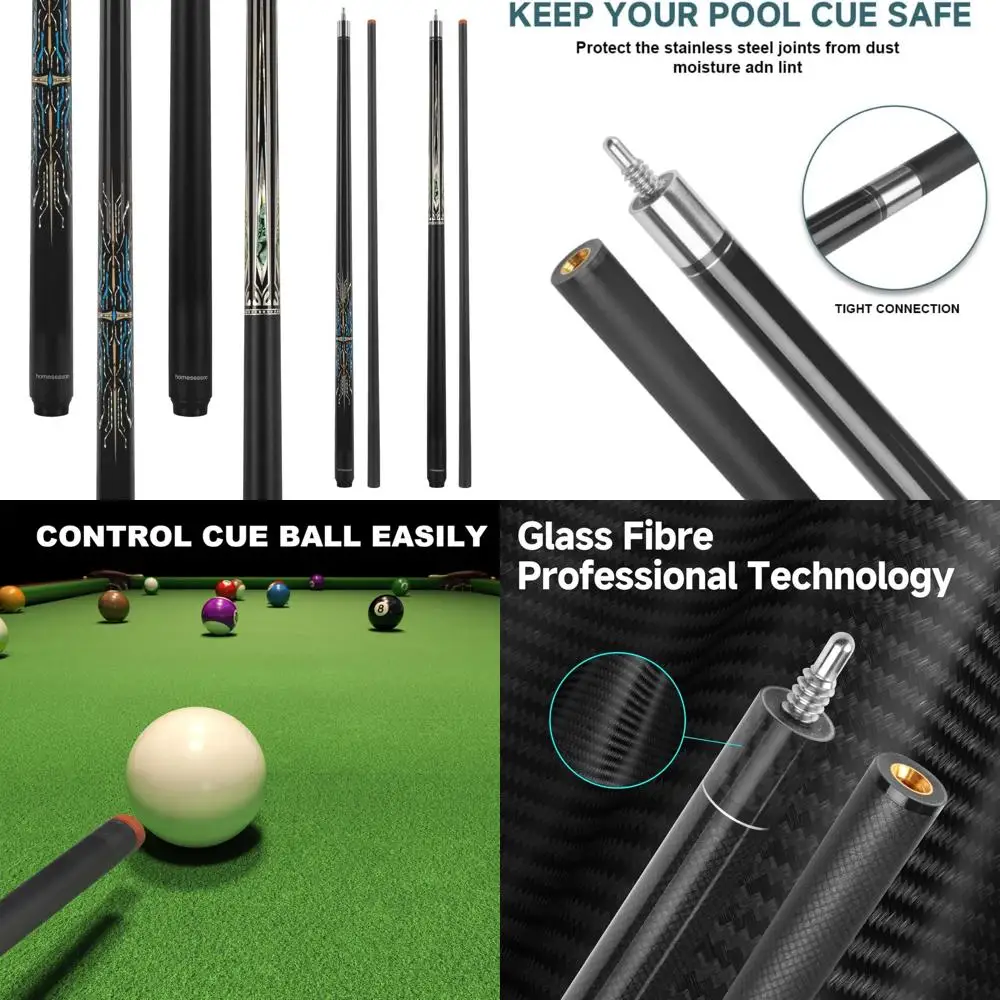 عصي البلياردو الاحترافية 58 عظة حمام السباحة المصنوعة من الألياف الزجاجية ذات الانحراف المنخفض للعب في الموسم المنزلي