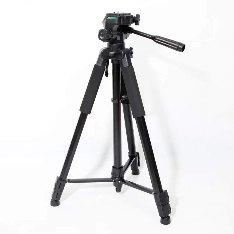 Portable Tripod Stand for Digital Cameras, 4-Section Aluminum Legs with Brace