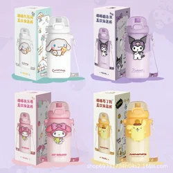 New Sanrio 460ml Thermos Cup Kuromi Cinnamoroll Vacuum Cup High-quality Stainles Steel Kids Thermos Cup Strap Water Bottle