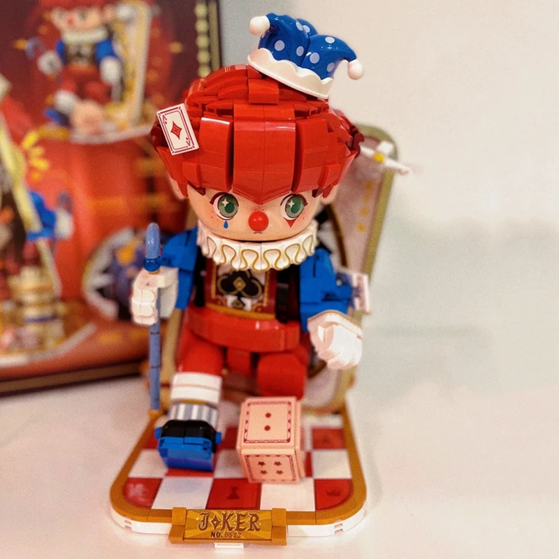 

Q version poker clown building blocks fairy tale series hand-made assembled model ornaments kawaii birthday gift children's toys