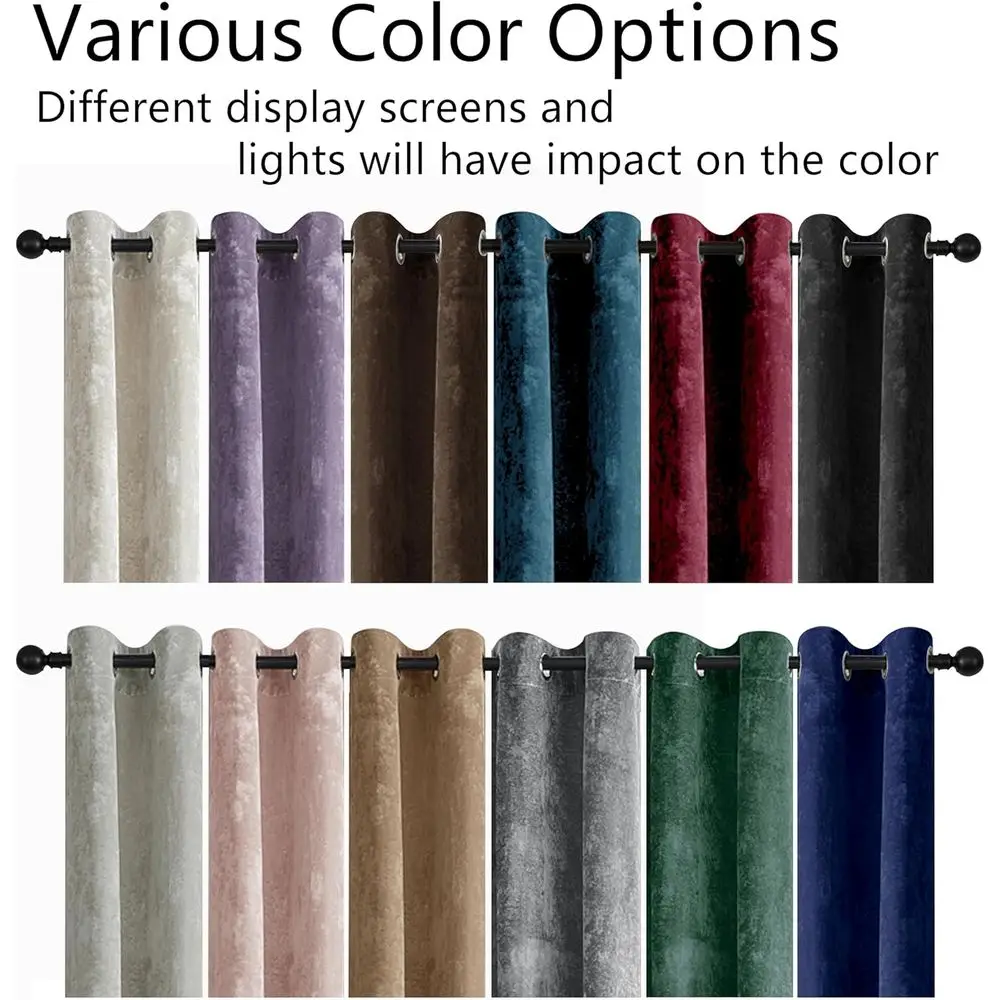 Luxurious 52x84 Lilac Purple Crushed Velvet Curtains - Thermal Insulated, Soundproof, Light Filtering for Living Spaces (Set of