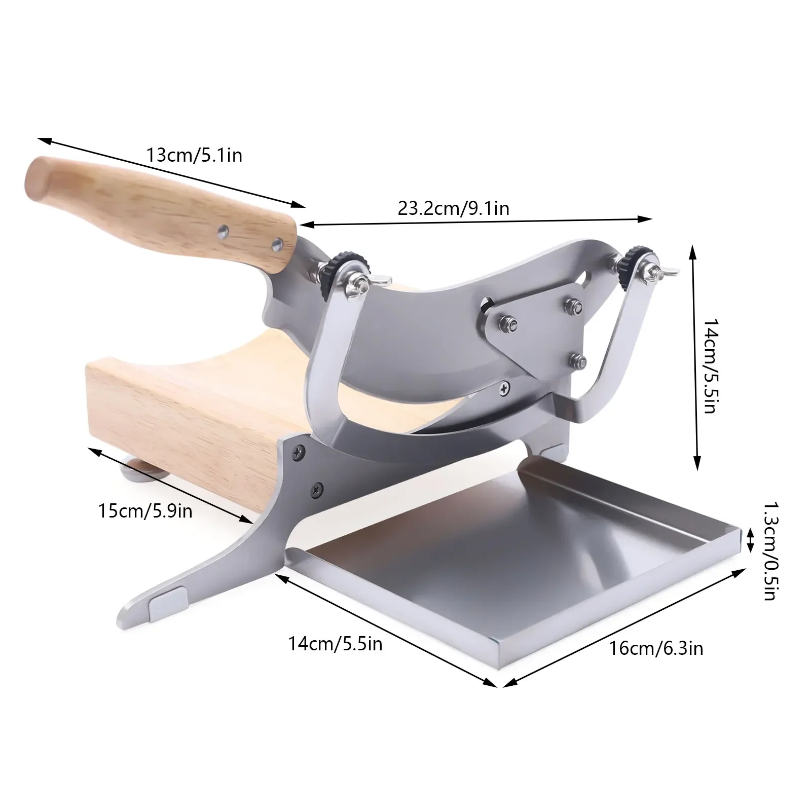 Premium Biltong Slicer – Adjustable Thickness, Curved Blade, Rubber Wood Handle, Safe & Durable