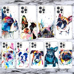 French Bulldog Dog Pug Soft Phone Case For iPhone 16 15 14 13 12 11 Pro Max X XR XS 7 Plus 8 + SE 2020 Pattern Customized Cover