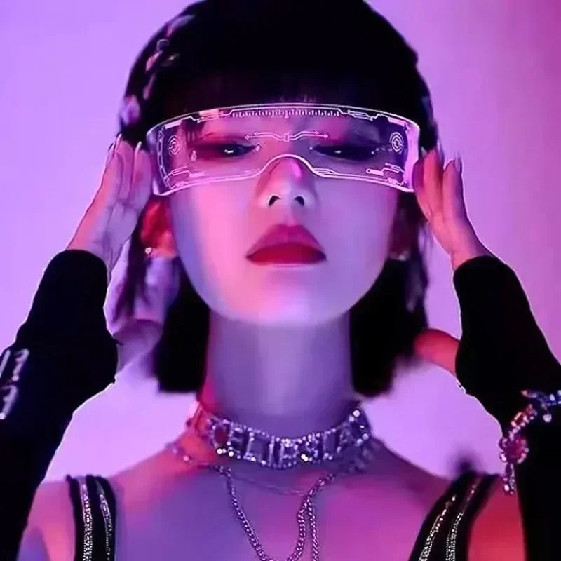 Naxilai LED Light Up Glasses, LED Visor Glasses, Luminous Glasses, Cyberpunk Futuristic Cosplay Glasses for Adults