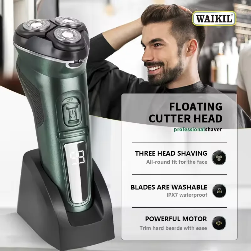 

WAIKIL New Multi functional Electric Razor USB Charging Digital Display Scraper for Men's Facial Trimmer Washable Razor