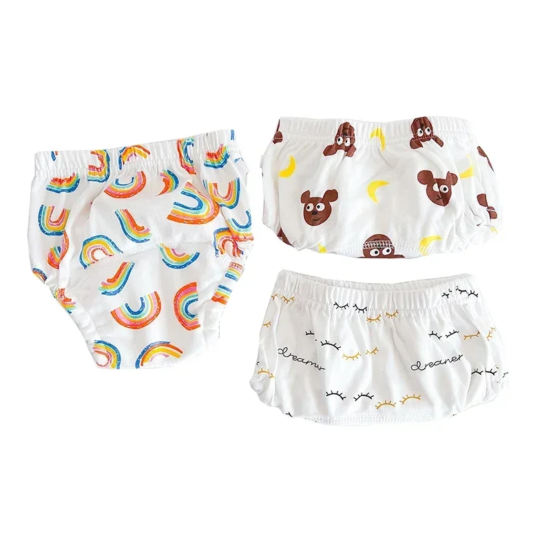 3 Pieces/lot Diaper Reusable Washable Cotton Elastic Waist Cloth Diapers 8-18KG Nappy Baby Training Pants 6 Layers Bebe Cloth